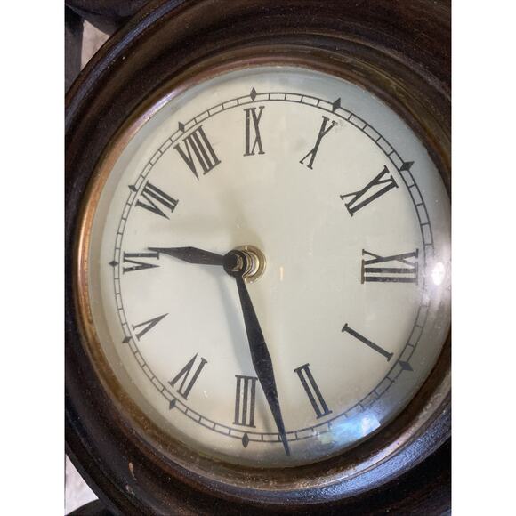 Vintage Wooden Mantle Desk Clock 14"x9" Walnut Finish Silent Quartz Works - Picture 3 of 10
